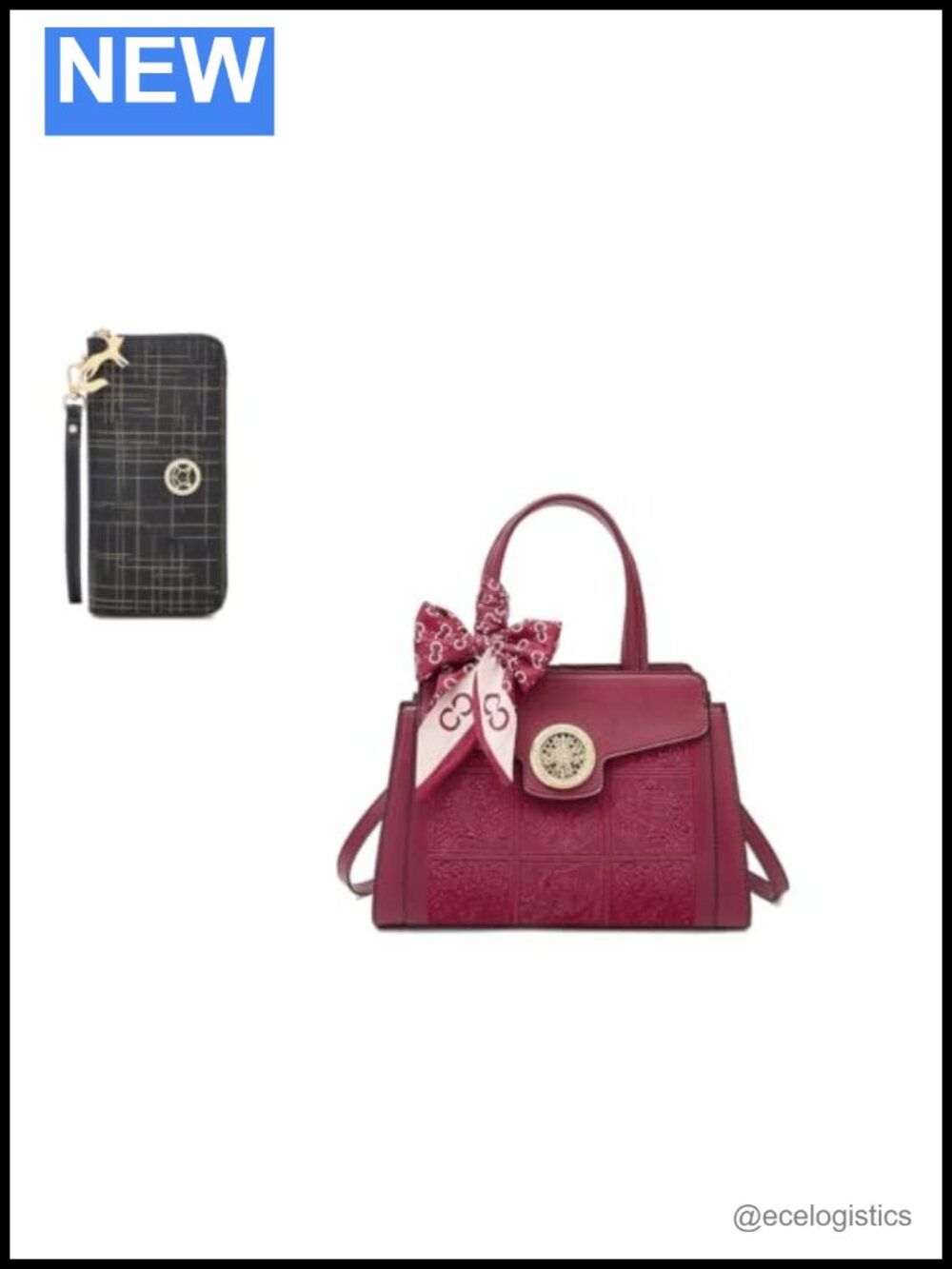 Genuine Leather Purses & Wristlet Set - Crossbody Bag with Wallet